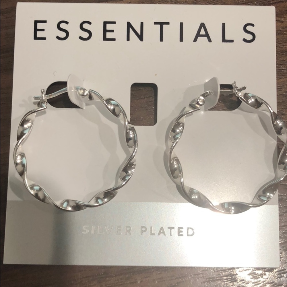 Twisted Small Hoop Earrings Silver Plated